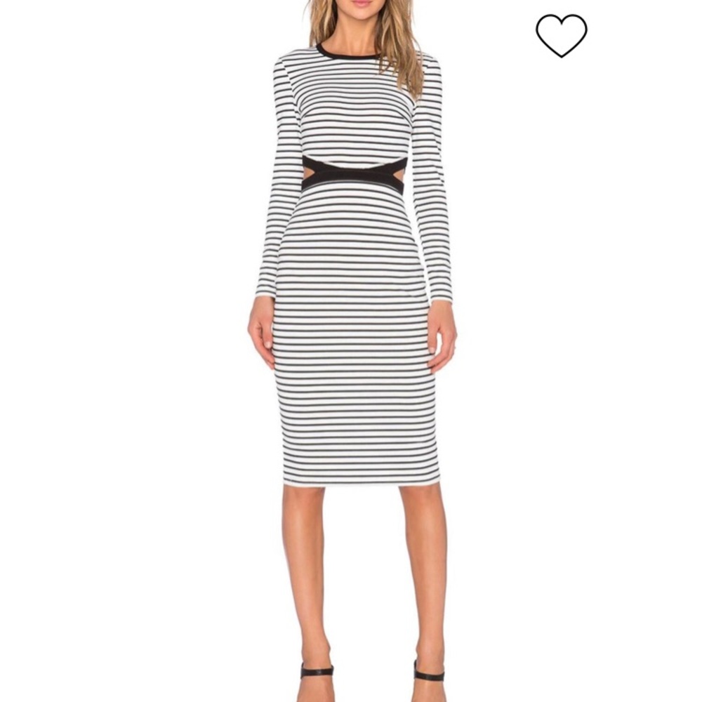 BITTER LIFE BLACK AND WHITE STRIPED MIDI DRESS